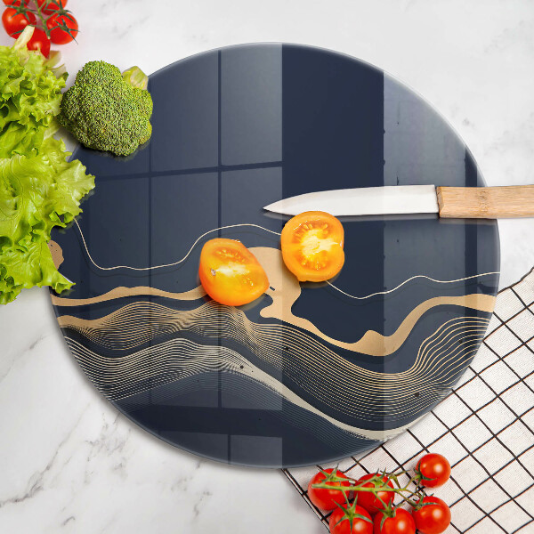 Tagliere in vetro Linee dorate astratte