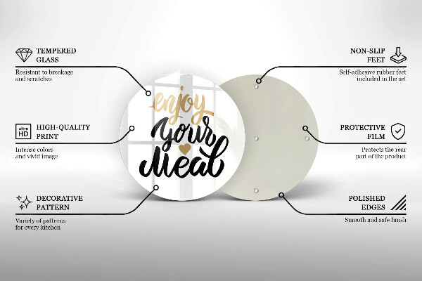 Tagliere in vetro Iscrizione Enjoy your meal