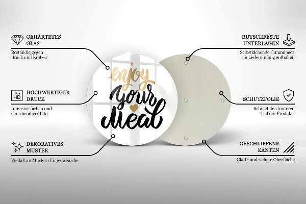 Tagliere in vetro Iscrizione Enjoy your meal