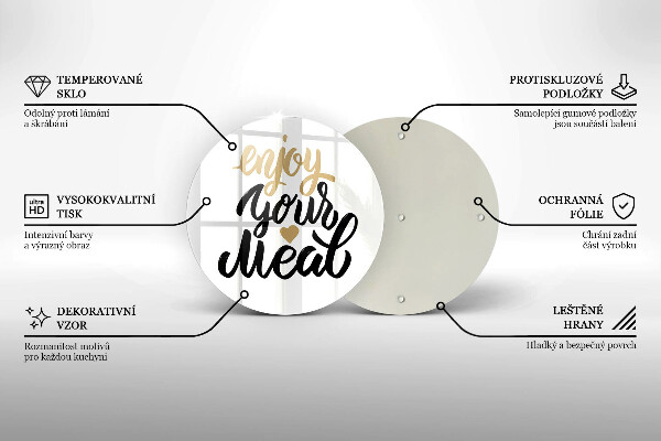 Tagliere in vetro Iscrizione Enjoy your meal