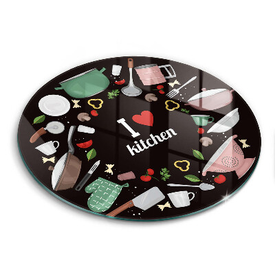 Tagliere in vetro Illustrazione Amo la cucina