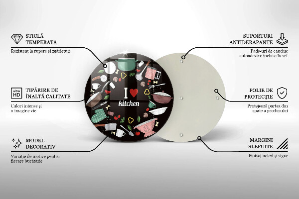 Tagliere in vetro Illustrazione Amo la cucina