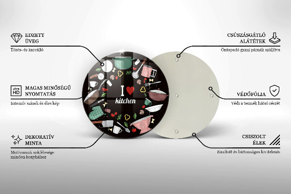 Tagliere in vetro Illustrazione Amo la cucina