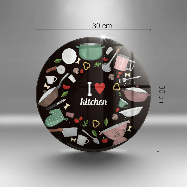 Tagliere in vetro Illustrazione Amo la cucina