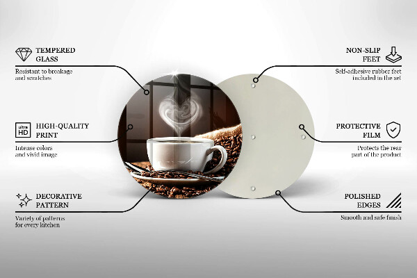 Tagliere in vetro Caffè e una tazza