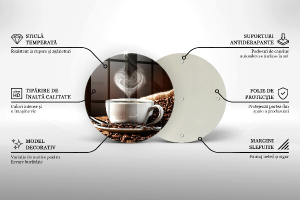 Tagliere in vetro Caffè e una tazza