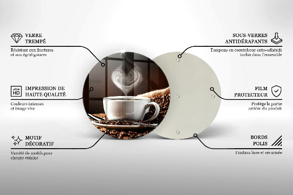 Tagliere in vetro Caffè e una tazza