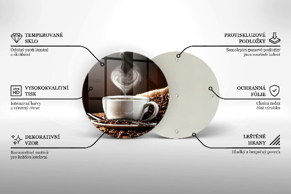 Tagliere in vetro Caffè e una tazza