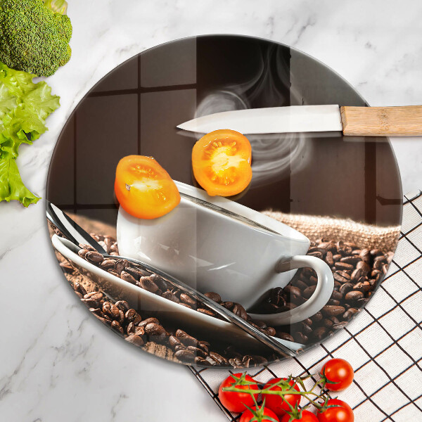 Tagliere in vetro Caffè e una tazza