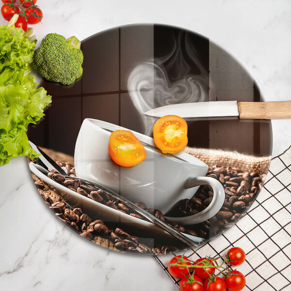 Tagliere in vetro Caffè e una tazza