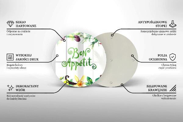 Tagliere in vetro Iscrizione Buon Appetito