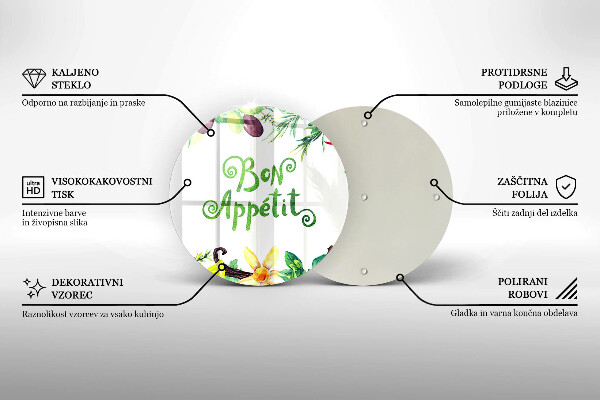 Tagliere in vetro Iscrizione Buon Appetito