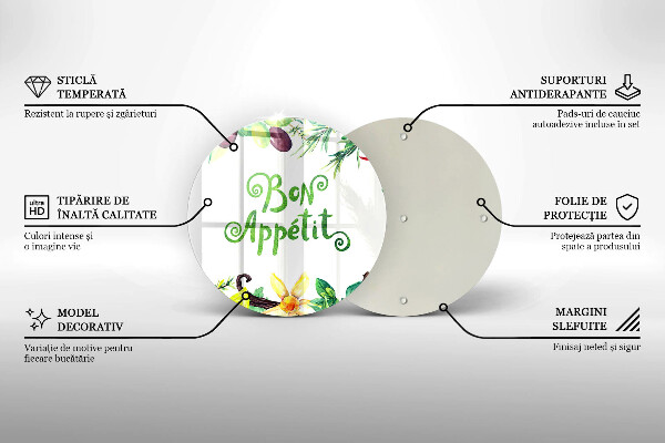 Tagliere in vetro Iscrizione Buon Appetito