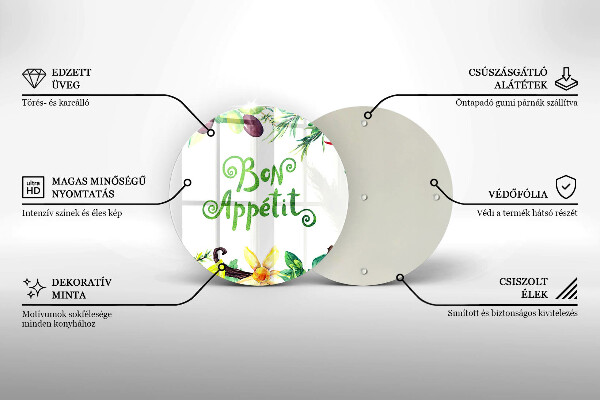 Tagliere in vetro Iscrizione Buon Appetito