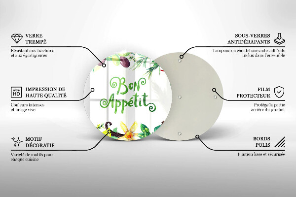 Tagliere in vetro Iscrizione Buon Appetito