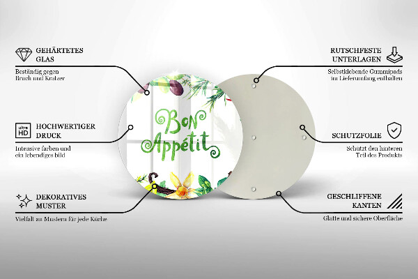 Tagliere in vetro Iscrizione Buon Appetito