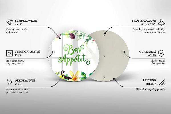 Tagliere in vetro Iscrizione Buon Appetito