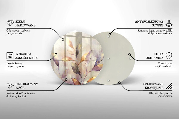 Tagliere in vetro Foglie boho dipinte