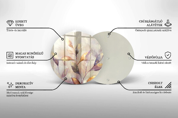 Tagliere in vetro Foglie boho dipinte