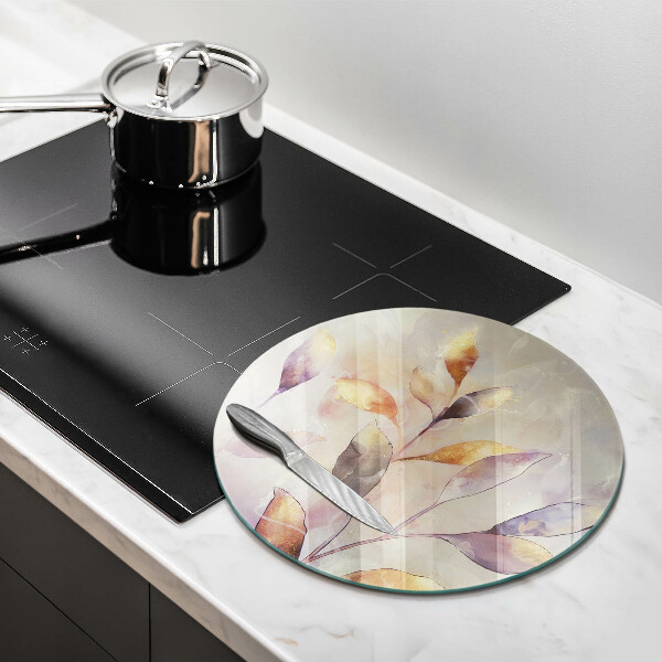 Tagliere in vetro Foglie boho dipinte