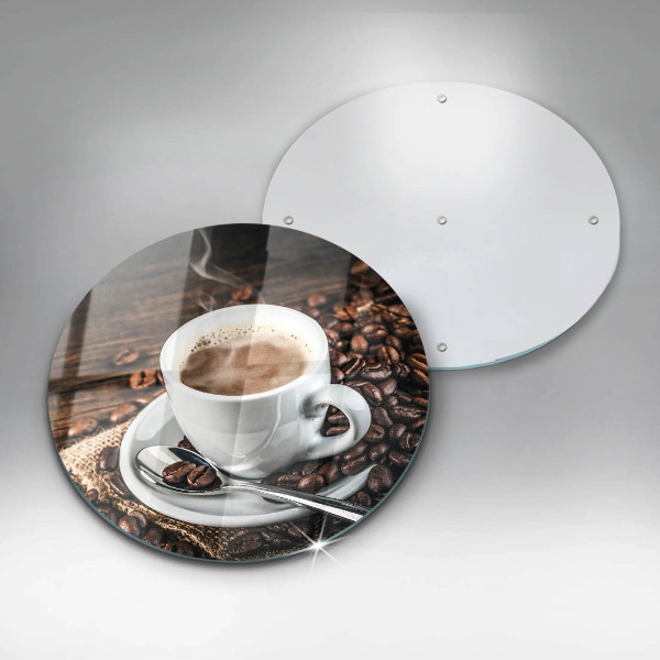 Tagliere in vetro Tazza e chicchi di caffè