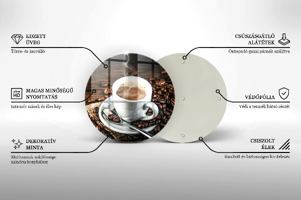 Tagliere in vetro Tazza e chicchi di caffè