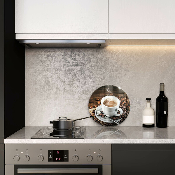 Tagliere in vetro Tazza e chicchi di caffè