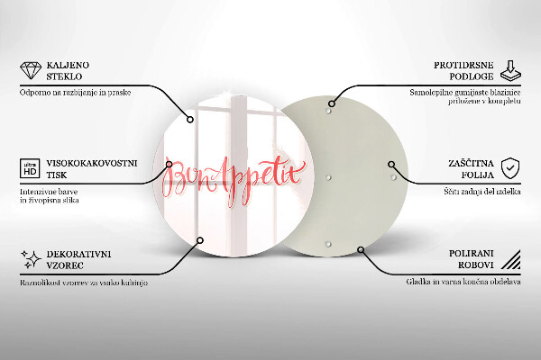 Tagliere in vetro Cartello da cucina Bon Appetit