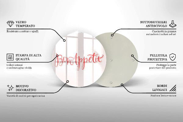 Tagliere in vetro Cartello da cucina Bon Appetit