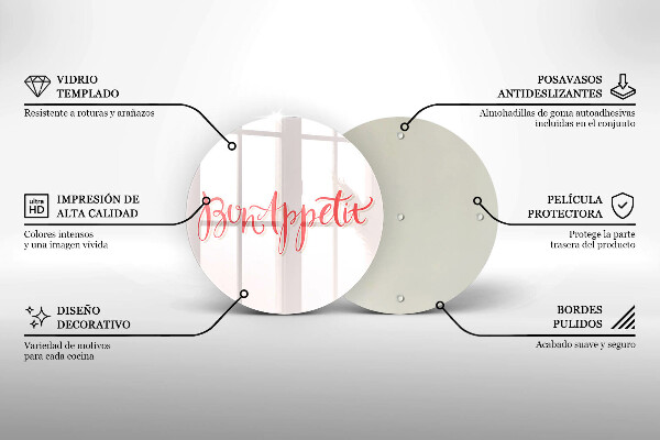 Tagliere in vetro Cartello da cucina Bon Appetit