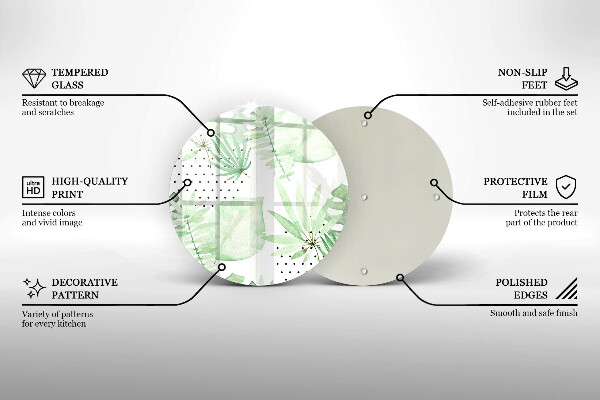 Tagliere in vetro temperato Foglie ad acquerello