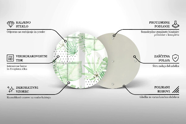 Tagliere in vetro temperato Foglie ad acquerello