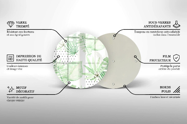 Tagliere in vetro temperato Foglie ad acquerello
