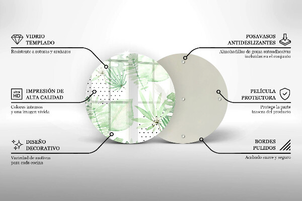 Tagliere in vetro temperato Foglie ad acquerello