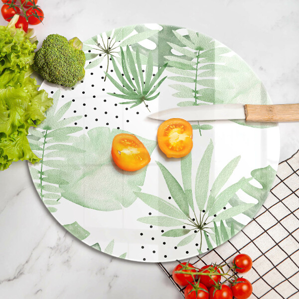 Tagliere in vetro temperato Foglie ad acquerello