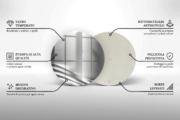 Tagliere in vetro temperato Struttura in metallo