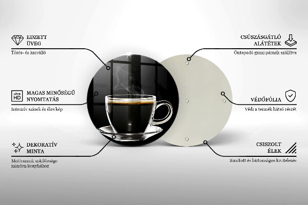 Tagliere in vetro temperato Un bicchiere di caffè caldo