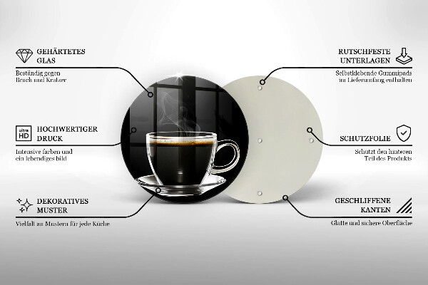 Tagliere in vetro temperato Un bicchiere di caffè caldo