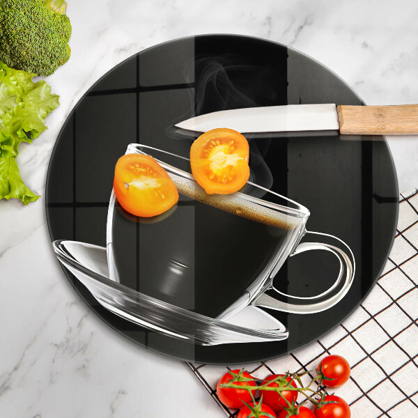 Tagliere in vetro temperato Un bicchiere di caffè caldo
