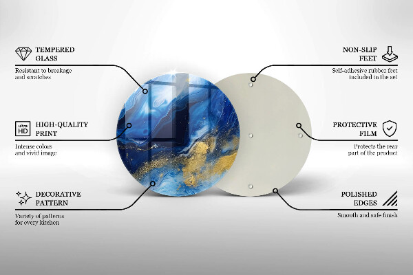 Tagliere in vetro temperato Marmo blu e oro