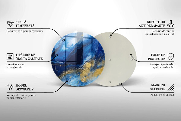 Tagliere in vetro temperato Marmo blu e oro