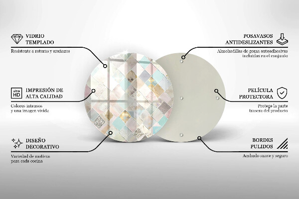 Tagliere in vetro temperato Composizione pastello