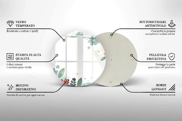 Tagliere in vetro Foglie ad acquerello