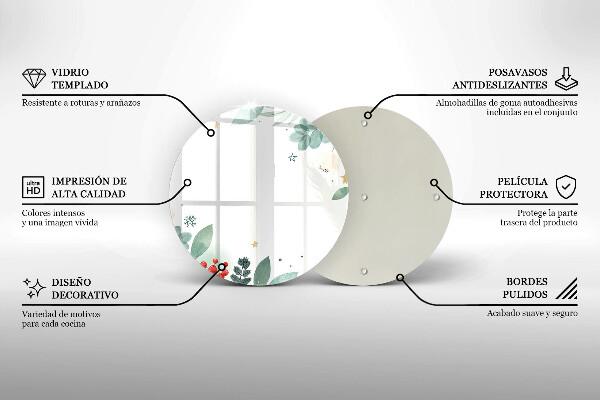 Tagliere in vetro Foglie ad acquerello