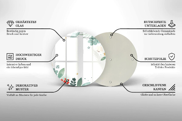 Tagliere in vetro Foglie ad acquerello