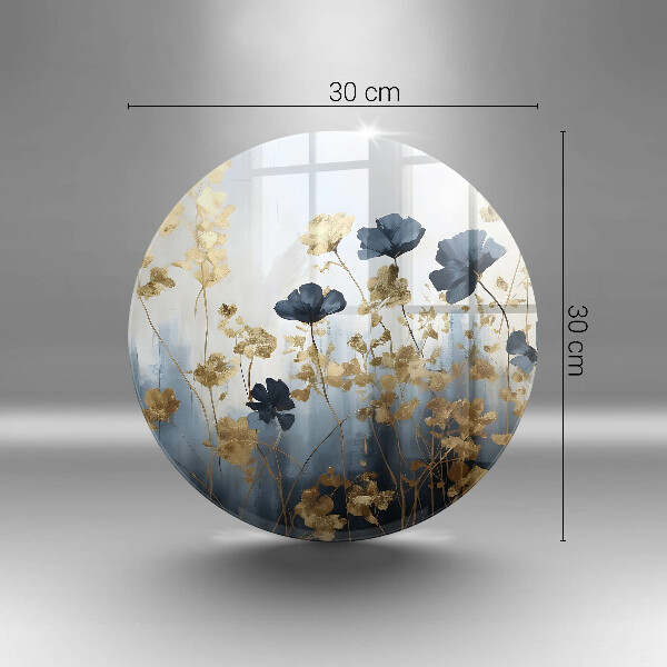 Tagliere in vetro temperato Fiori blu e oro