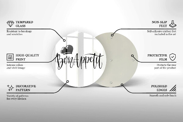 Tagliere in vetro temperato Iscrizione Bon Appetit