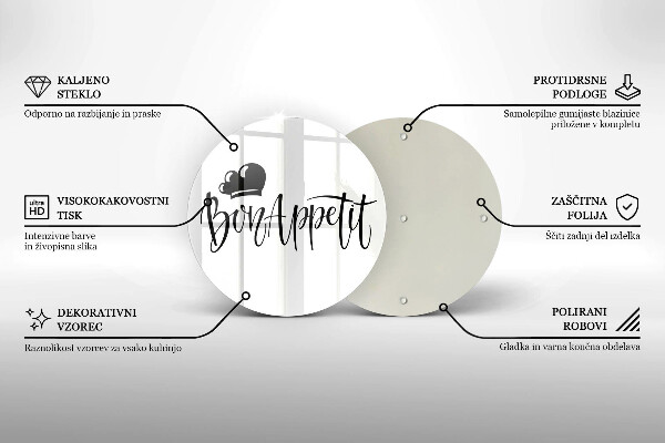 Tagliere in vetro temperato Iscrizione Bon Appetit