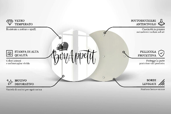 Tagliere in vetro temperato Iscrizione Bon Appetit