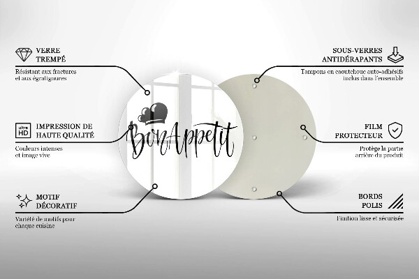 Tagliere in vetro temperato Iscrizione Bon Appetit